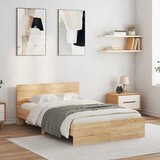  Okvir za krevet s uzglavljem i LED boja hrasta 140x200 cm | Eponuda.com