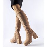Gemre Beige warm boots on a massive heel Fantino | Shoptok.si