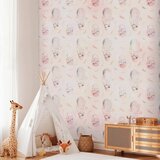  Foto tapeta - Solid pattern with feathers - hares in a basket and in a balloon for children 500x350 Vodootporna | shoptok.hr