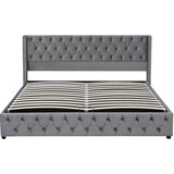 Lumor Postelja s predalom 180x200 cm iz žameta z letveno podlago – siva, (22151367) | Shoptok.si