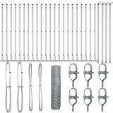 vidaXL Ograja v obliki heksagona 1x50 m Galvanizirano jeklo, Ograjne palice z osnovnimi ploščami 13 kosov Ø32mm 110cm Galvanizirano jeklo | Shoptok.si