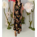Gemre Black and Orange Patterned Maxi Dress Bagnaturo | Shoptok.si