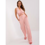 Fashion Hunters Light pink summer set with short top Cene