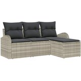  Set sofe s jastukom s pohranom 4 pcs Svijetlo siva poliratan | shoptok.hr