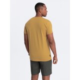 Ombre BASIC men's classic cotton T-shirt with a serape neckline - mustard | Shoptok.si