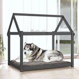  Krevet za pse sivi 111x80x100 cm od masivne borovine | shoptok.hr