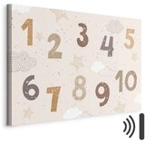  Slika - Jumping Numbers - Numbers in a Subdued Beige-Brown Hue Among Snowflakes Stars and Clouds 30x20 Akustična | shoptok.hr