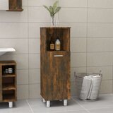 vidaXL Kopalniška omarica dimljeni hrast 30x30x95 cm inženirski les | Shoptok.si
