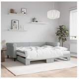 vidaXL Dnevni krevet na razvlačenje svjetlosivi 90 x 190 cm baršunasti | shoptok.hr