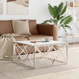 vidaXL Stolić za kavu srebrni 80x80x40 cm nehrđajući čelik i staklo Cijene