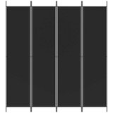 Sobna pregrada s 4 panela crna 200 x 220 cm od tkanine | shoptok.hr