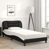  Krevet s madracem Hvar crno-bijeli 100 x 200 cm od umjetne kože | shoptok.hr