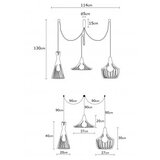 Opviq Visilica MEZOPOTAMIJA crna, metal, promjer 114 cm, visina 130 cm, podesiva visina, duljina kable 180 cm, 3 x E27 40 W, Mezopotamya - N-1291 | shoptok.hr