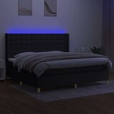  Box spring postelja z vzmetnico LED črna 200x200 cm blago, (20901123) | Shoptok.si
