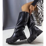 Gemre Black women's knee-high boots with thick sole leather Vasin | shoptok.hr