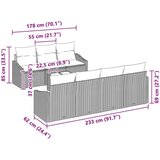  Komplet 8-delnega vrtnega kavča z blazinami svetlo sivi poli ratan, (22092185) | Shoptok.si
