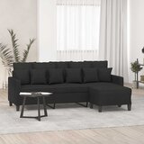  Trosjed s tabureom crni 180 cm od tkanine | shoptok.hr
