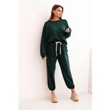 Kesi Włoski Women's set with a loose sweatshirt and pants with the word LOVE dark green | ePonuda.com