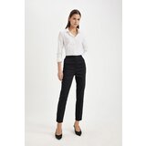 Defacto Cigarette Normal Waist Elastic Straight Leg Basic Plain Black Satin Trousers | Shoptok.si