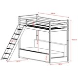 Molarem Home Drveni dječji krevet na kat Sofino na razvlačenje - bijeli - 90x200/140x200 cm - Bez madraca | shoptok.hr