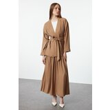 Trendyol Camel Belted Kimono-Pleated Skirt Woven Bottom-Top Set Cene