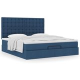 vidaXL Otomanski posteljni okvir z vzmetnico moder 160x200 cm blago, (21653348) | Shoptok.si
