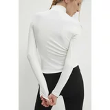 Answear Lab Majica z dolgimi rokavi bela barva