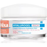 Mixa Hyalurogel Rich vlažilna krema za občutljivo in suho kožo 50 ml za ženske Cene