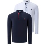 Dewberry DUO SET V4009 MENS SWEATSHIRT-WHITE-NAVY BLUE | Shoptok.si