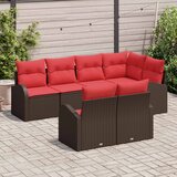  Sjedeća garnitura za vrt 7 kom. Smeđa i crvena poliratan 234 x 124 x 85 cm | shoptok.hr