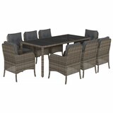  9-dijelni vrtni blagovaonski set sivi od poliratana Siva 190 cm table length | shoptok.hr