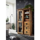Livetastic vitrina, masivno mangov les naravne barve | Shoptok.si