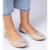 Gemre Champagne women's glitter ballet flats with rhinestones Ellada | shoptok.hr