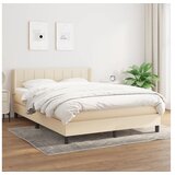 vidaXL Box spring postelja z vzmetnico krem 140x190 cm blago Cene