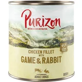 Purizon 5 + 1 gratis! mokra pasja hrana 6 x 400 g/ 800 g - Adult Divjačina & zajec z bučo in brusnicami 6 x 800 g