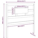  Posteljno vzglavje sivo 105,5x4x100 cm trdna borovina, (20645953) | Shoptok.si
