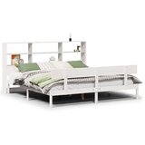 vidaXL Knjižna postelja brez vzmetnice bela 200x200 cm trdna borovina | Shoptok.si
