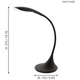 Eglo dambera stolna/1, led, 4,5w, 520lm, crna na dodir | shoptok.hr
