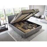 ELTAP Sivi tapecirani bračni krevet s prostorom za odlaganje s podnicom 180x200 cm Plissa – | shoptok.hr