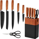 Set kuhinjskih noževa s postoljem XR - 40859 - Crna / Smeđa