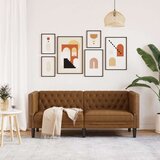 vidaXL Kavč dvosed Chesterfield rjava umetno semiš usnje | Shoptok.si