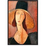  Slika - Amedeo Modigliani – Portrait of Jeanne Hebuterne in a Large Hat 40x60 U crnom drvenom okviru | shoptok.hr