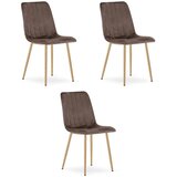 Lava stolica - tamnosmeđi baršun / noge od hrasta x 3 | shoptok.hr