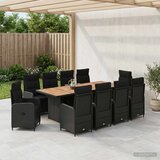  Vanjski set za objedovanje 11 kom. Crna poliratan | shoptok.hr