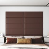 vidaXL Stenski paneli 12 kosov rjavi 90x30 cm umetno usnje 3,24 m² Cene
