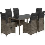  7-dijelni vrtni bistro set od poliratana s jastucima sivi | Eponuda.com