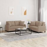  2-dijelni set sofa s jastucima boja cappuccina od umjetne kože | shoptok.hr
