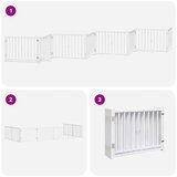 vidaXL Ograda za pse z vrati zložljiva 8 panelov bela 640 cm les | Shoptok.si