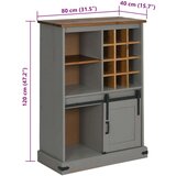  Vinska omara HALDEN s stojali za vino in drsnimi vrati Siva bor, (22136059) | Shoptok.si