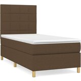  Box spring postelja z vzmetnico temno rjava 90x200 cm blago, (20900312) | Shoptok.si
